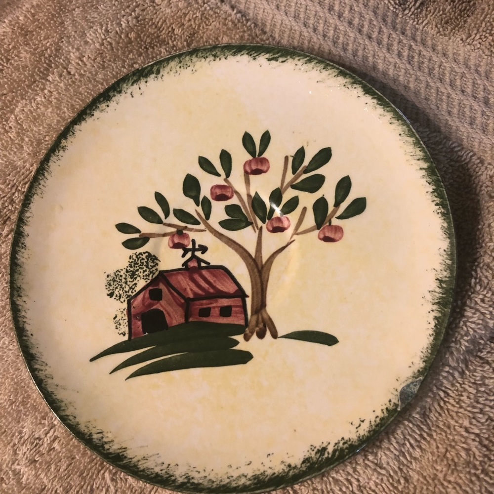 Apple 🍎 Tree and Barn Painted Saucer